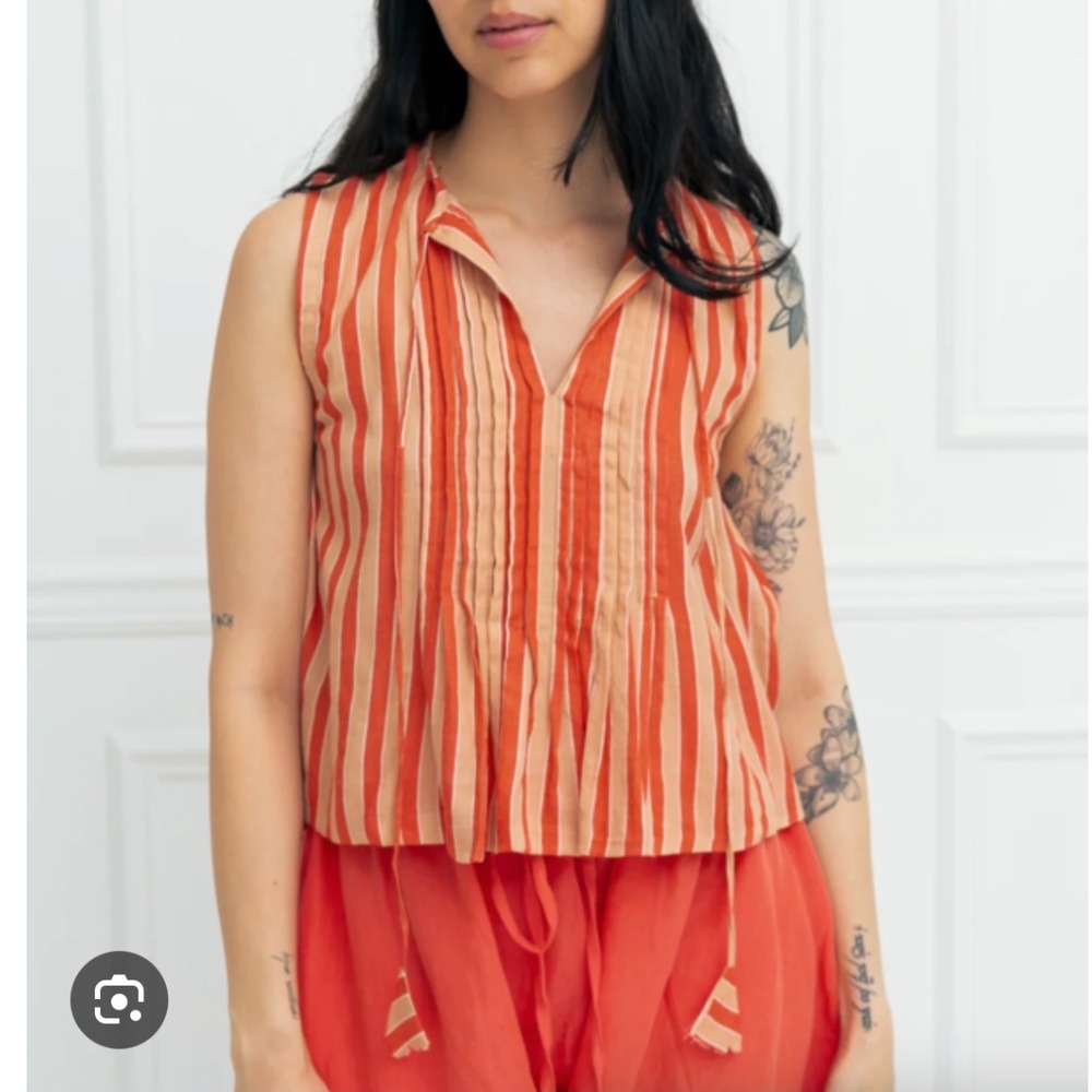 Rejuta Sheth Women's Chloe Top Tangerine Stripe Size‎ Large EUC